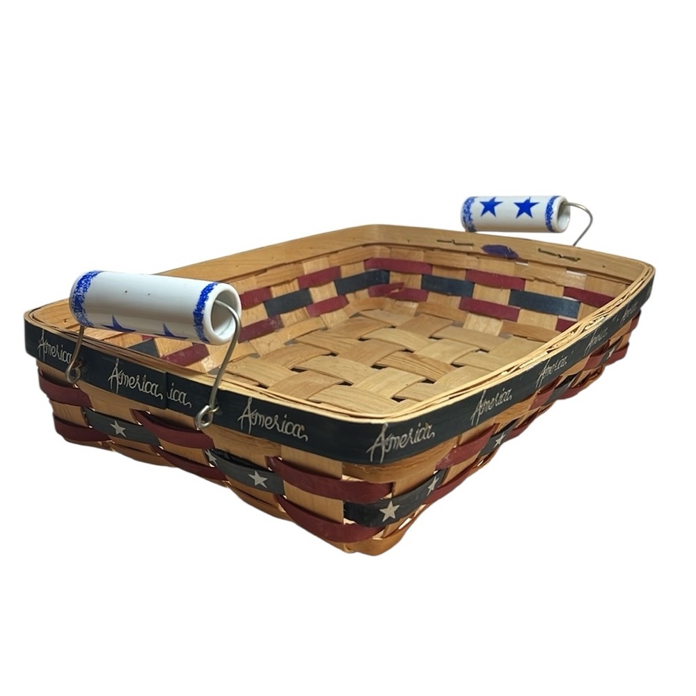 Wicker Basket Red White Blue